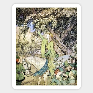 Queen Guinevere on Mayday - Arthur Rackham Sticker